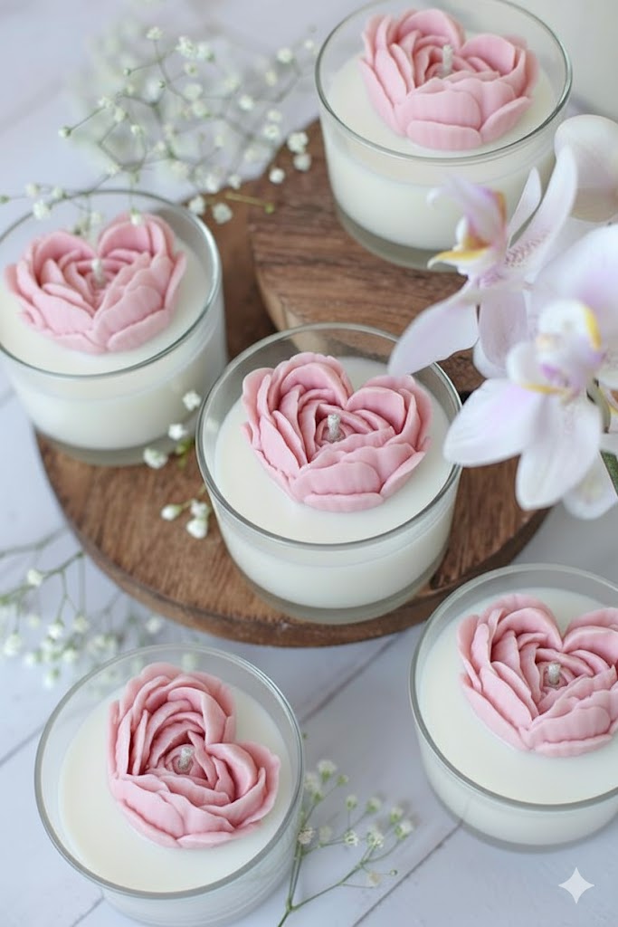 Vela Aromática Coração em Rosas