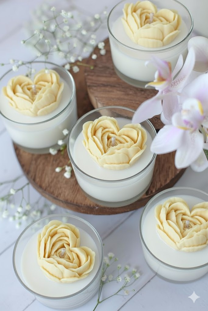 Vela Aromática Coração em Rosas