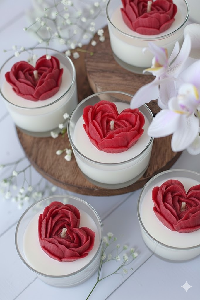 Vela Aromática Coração em Rosas