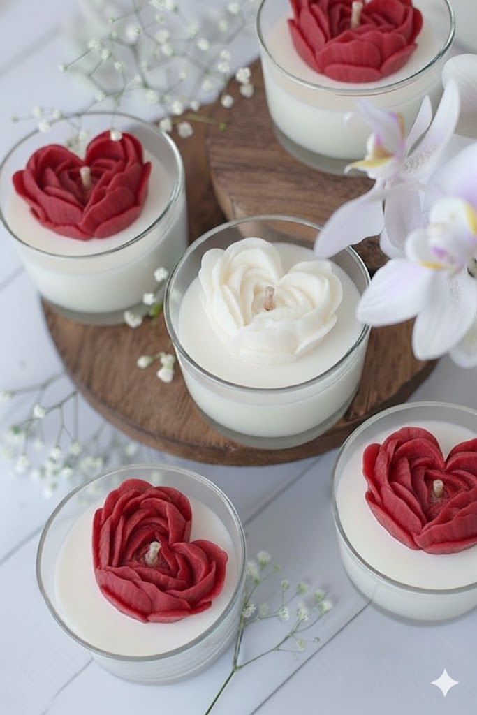 Vela Aromática Coração em Rosas
