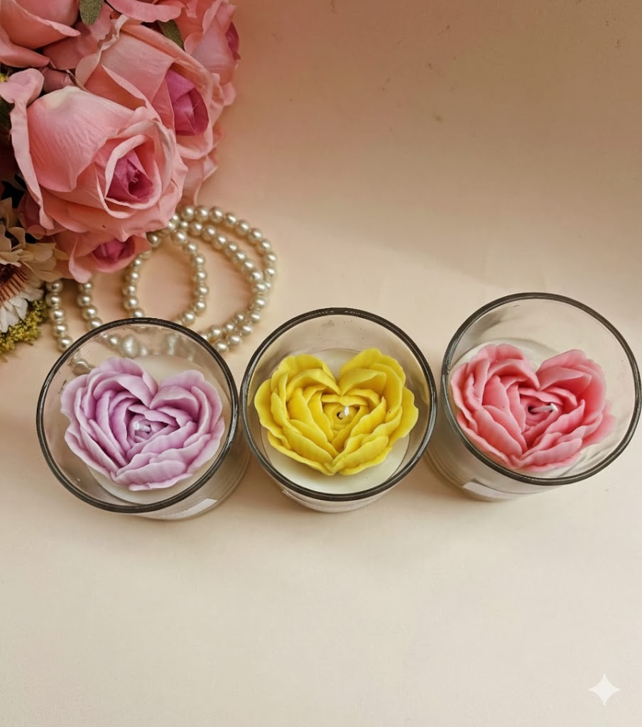 Vela Aromática Coração em Rosas