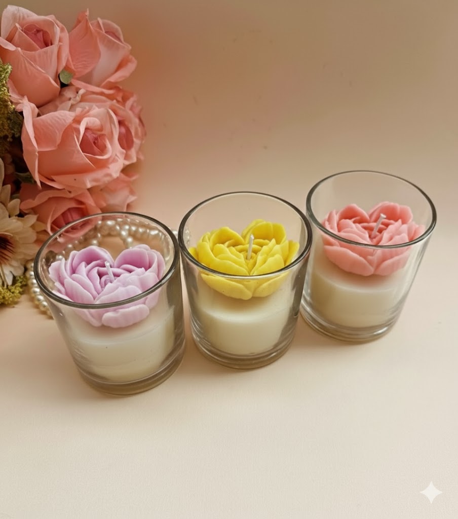 Vela Aromática Coração em Rosas