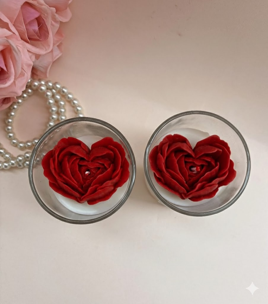 Vela Aromática Coração em Rosas