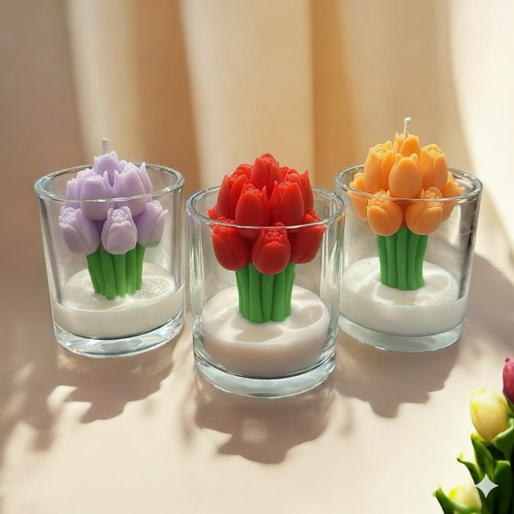 Vela Aromática Buquê de Tulipas