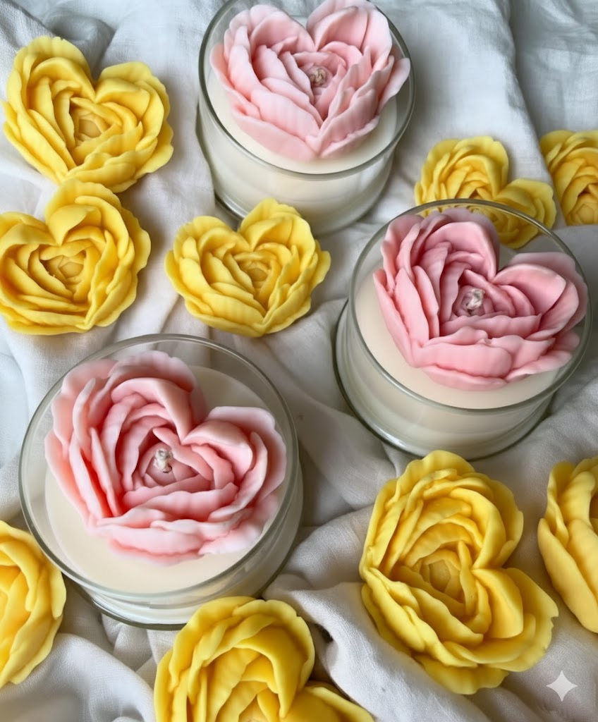 Vela Aromática Coração em Rosas